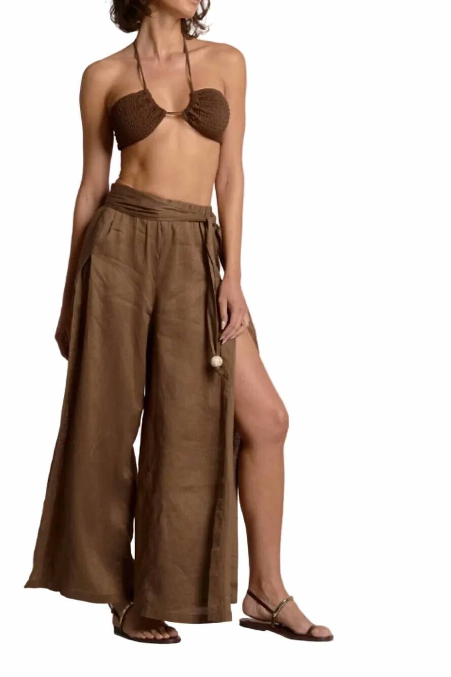 NEW ELAN flowy pull-on pants in brown
